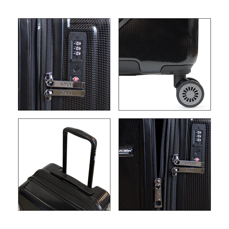 SET 3 MALETAS DKNY YOUR CALL NEGRA + ALMOHADA + 6 ORGANIZADORES BK - 6