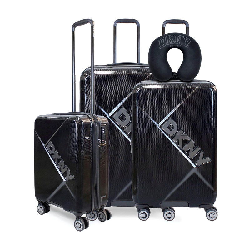 SET 3 MALETAS DKNY YOUR CALL NEGRA + ALMOHADA MEMORY FOAM VARSITY - 1