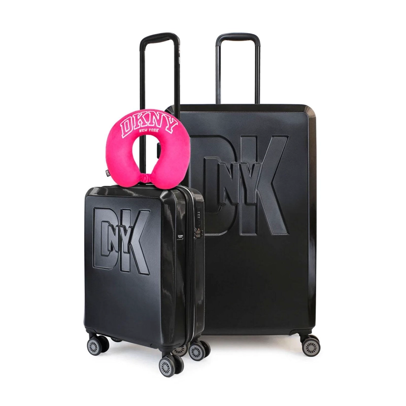 PACK 2 MALETA S+L SOHO NEGRA + ALMOHADA DE VIAJE VARISTY FUCSIA DKNY - 1