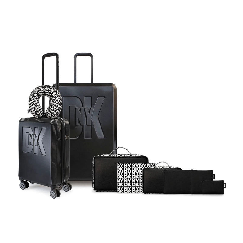 PACK 2 MALETA S+L SOHO NEGRA + ALMOHADA + 6 ORGANIZADORES DE VIAJE DKNY - 1