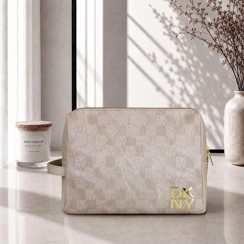 BOLSO DE MANO NECESER DKNY WILLA GRANDE TAUPE MUJER - 1