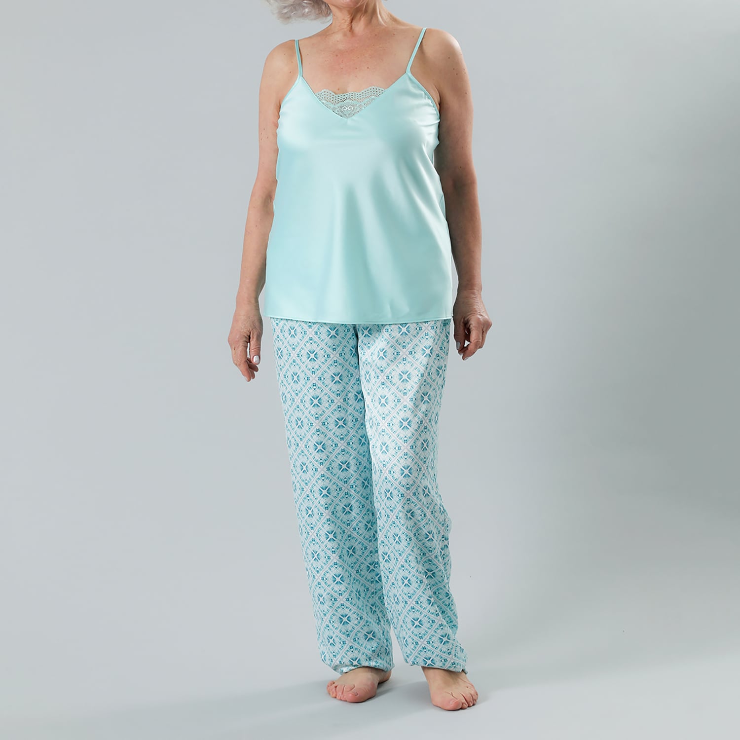 SET MUJER FLORES 33068 PABILO + PANTALON SATIN PRINT - 1