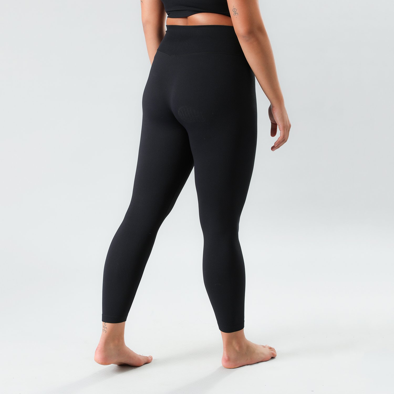 CALZA MUJER FLORES NEGRO 50337 RIB - 2