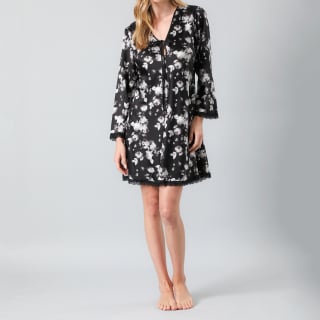 CAMISOLA MUJER FLORES NEGRO 33240 AMARRA SATIN PRINT M/LARGA - 1