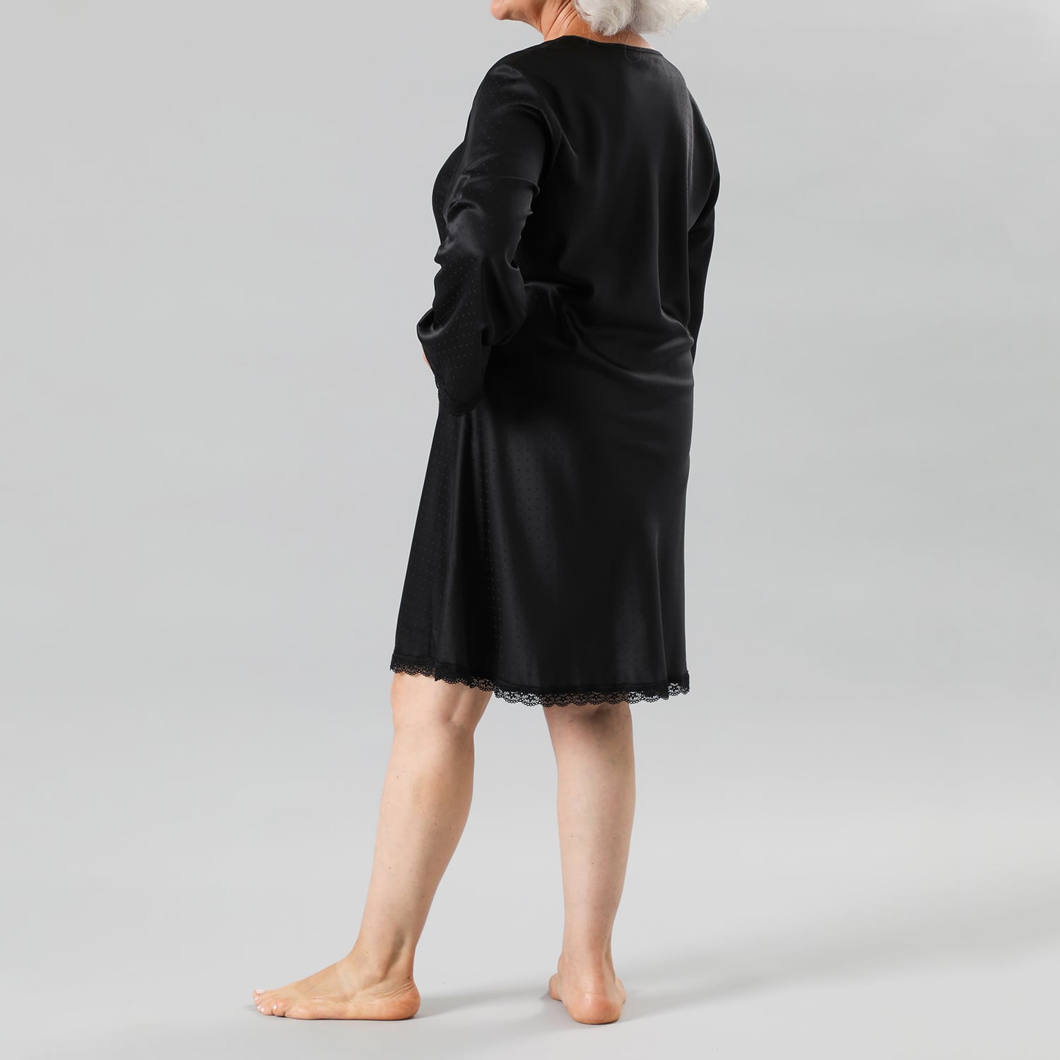 CAMISOLA MUJER FLORES NEGRO 33248 AMARRA SATIN JACQUARD M LARGA - 2