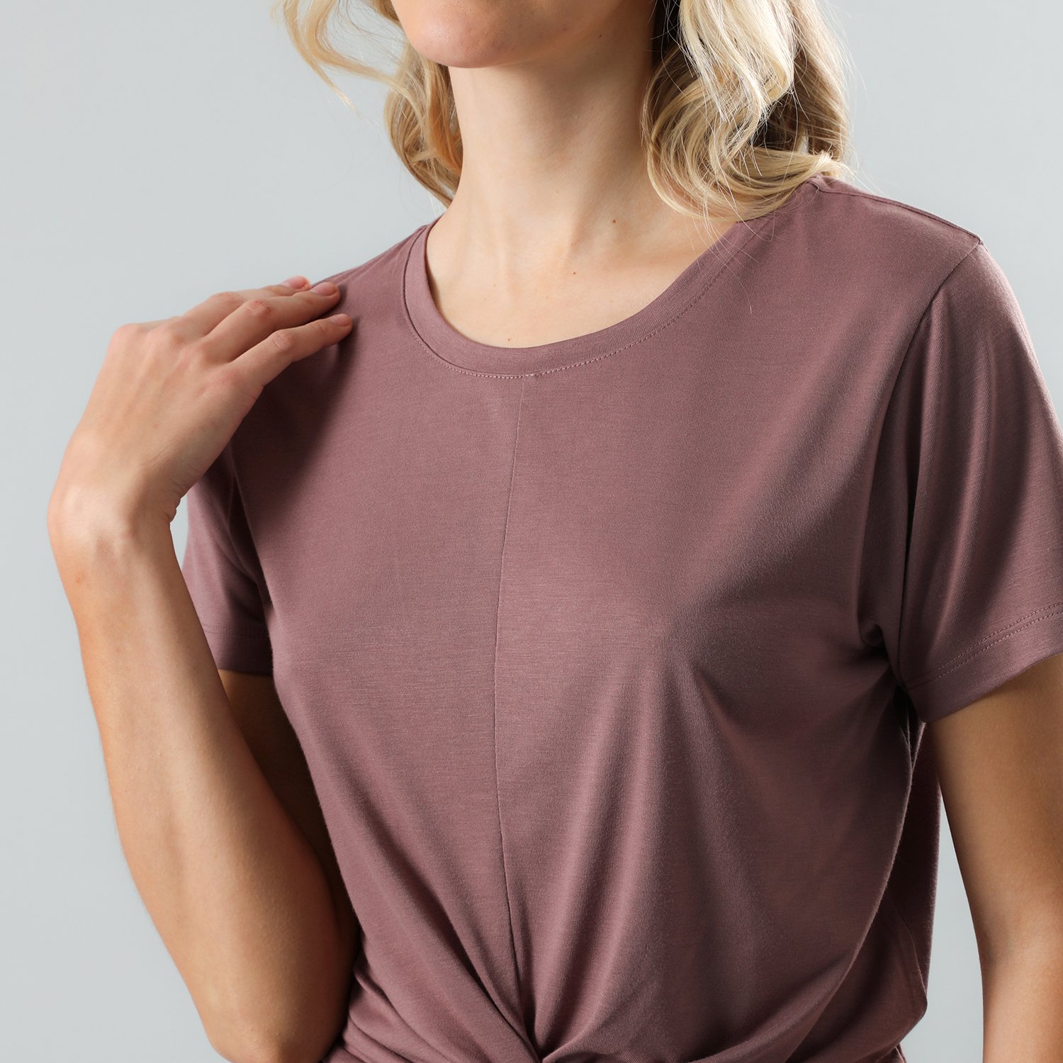POLERA NUDO MANGA CORTA MUJER ROSA - 1