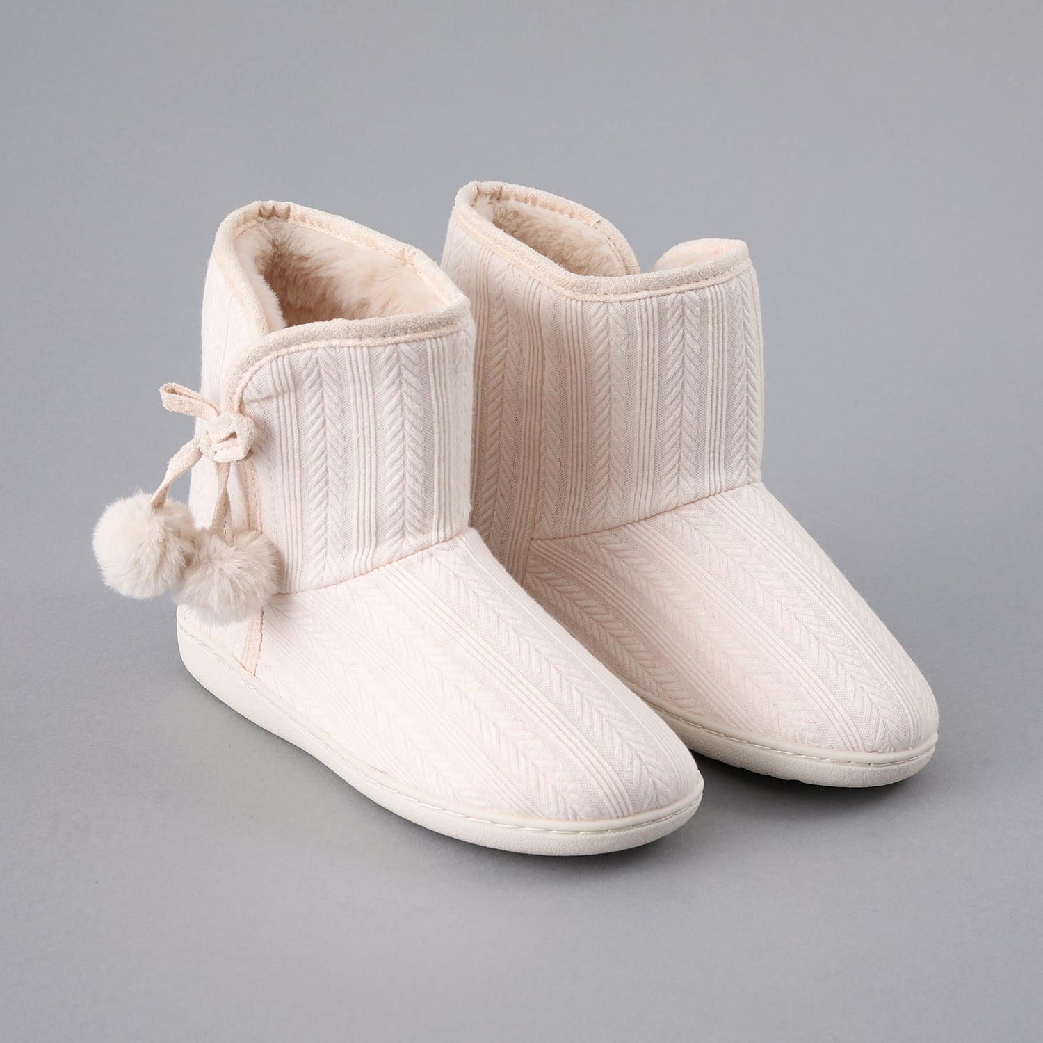 BOTA PANTUFLA TEJIDA  MUJER CREMA - 1