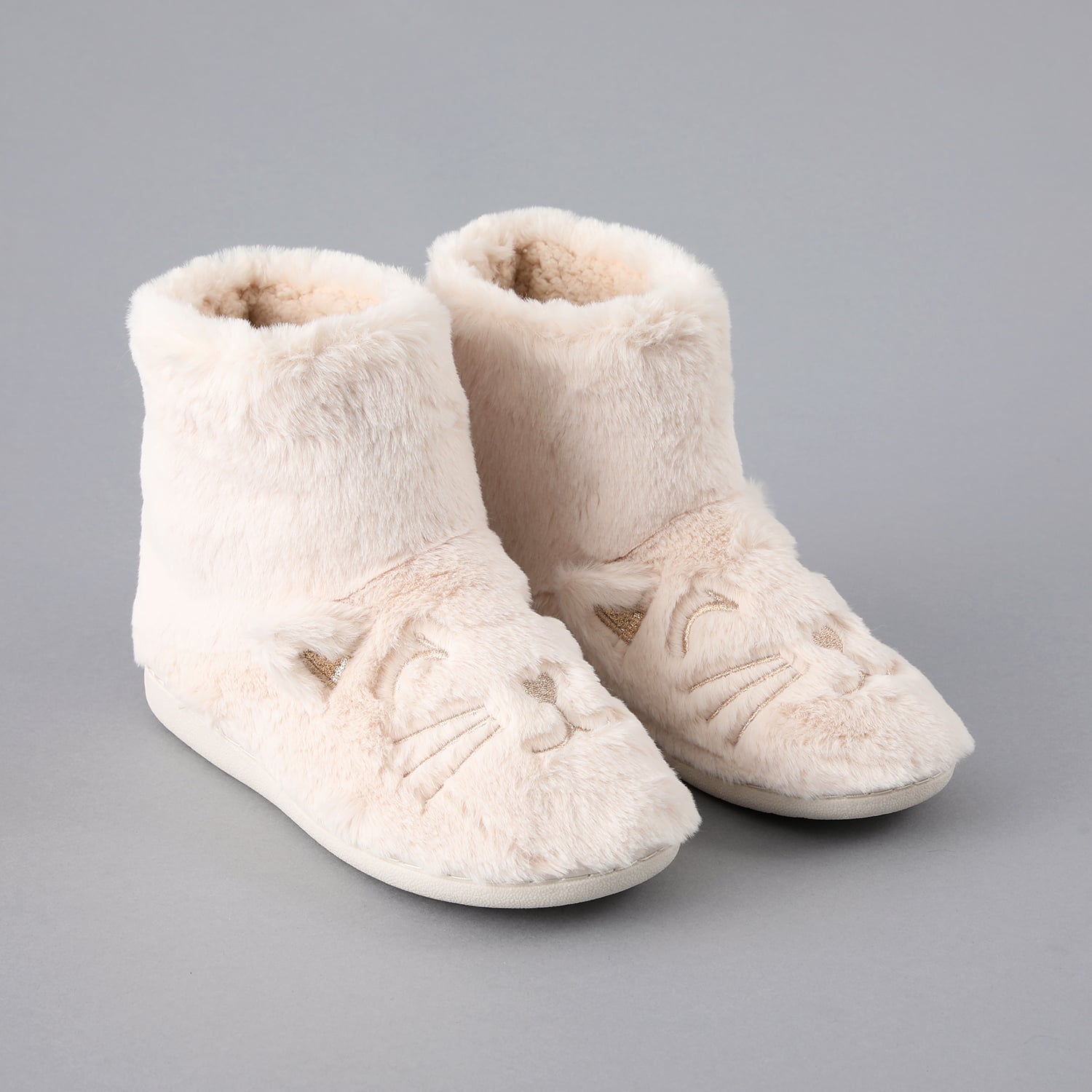BOTA PANTUFLA ANIMALES MUJER CREMA - 1