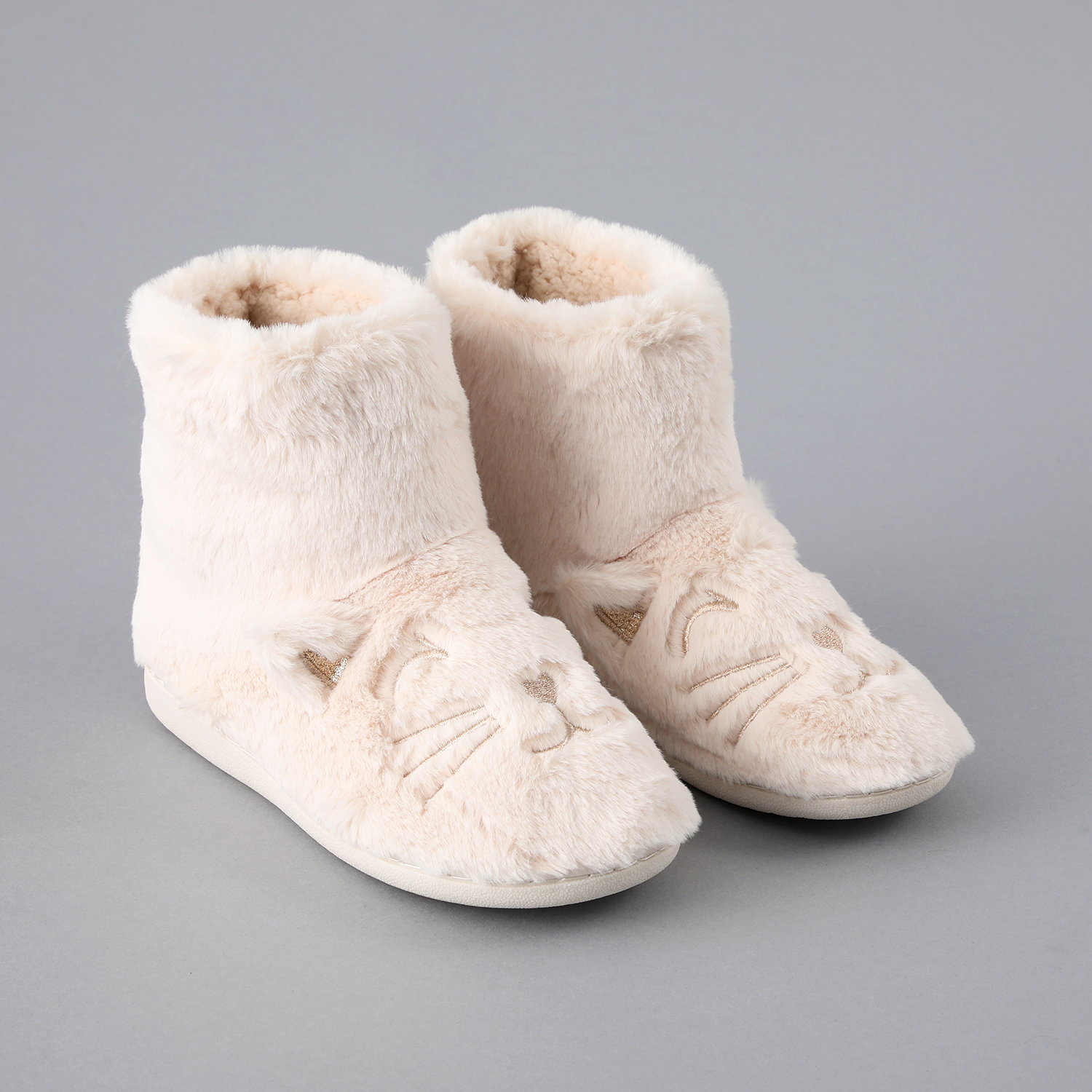 BOTA PANTUFLA ANIMALES MUJER CREMA - 1