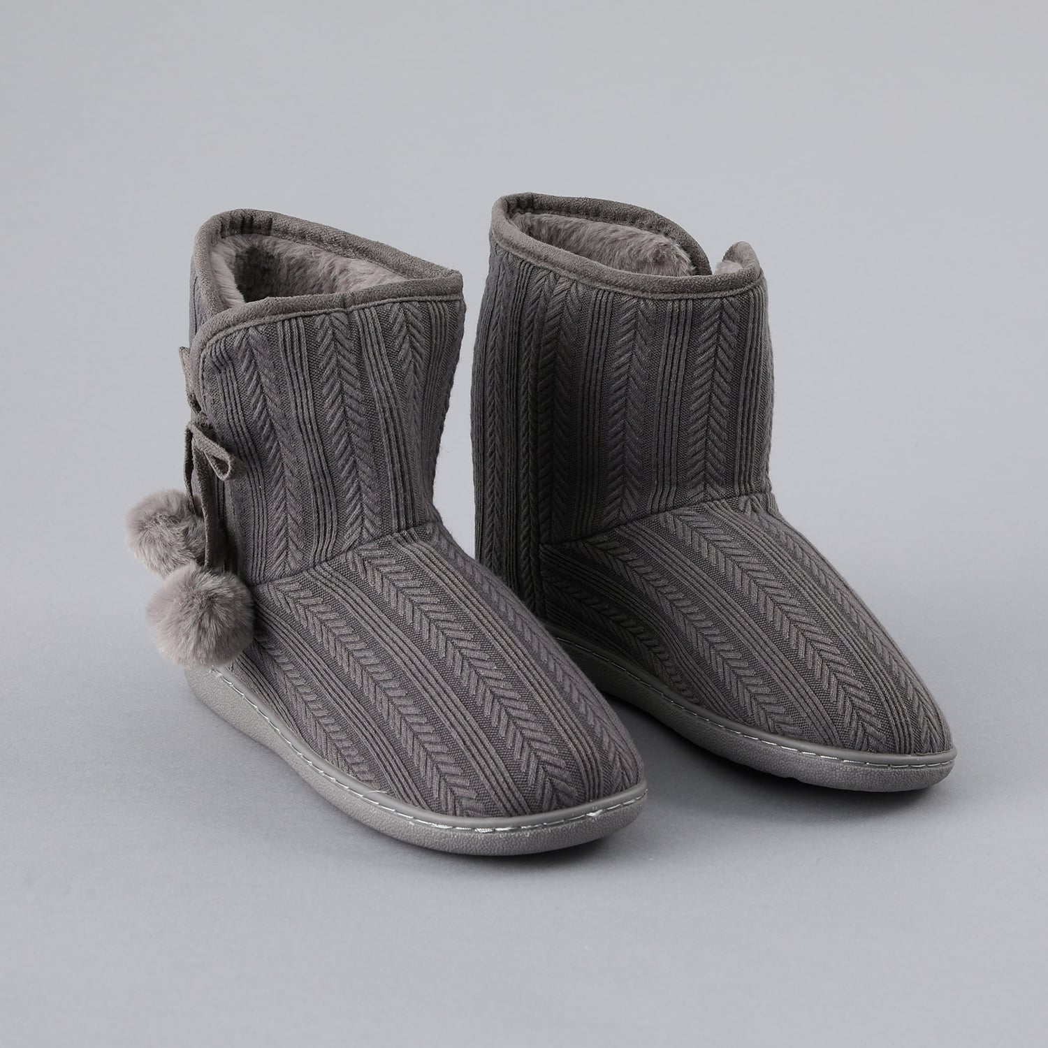 BOTA PANTUFLA TEJIDA MUJER PLATEADO - 1