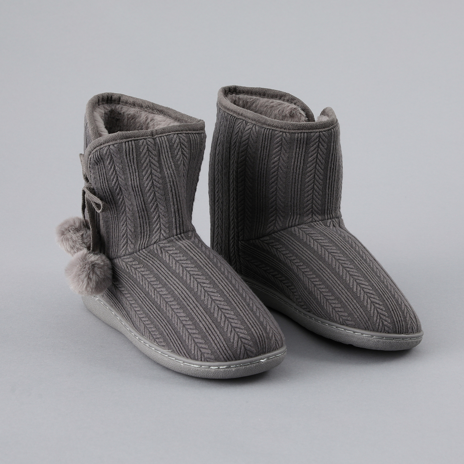 BOTA PANTUFLA TEJIDA MUJER PLATEADO - 1