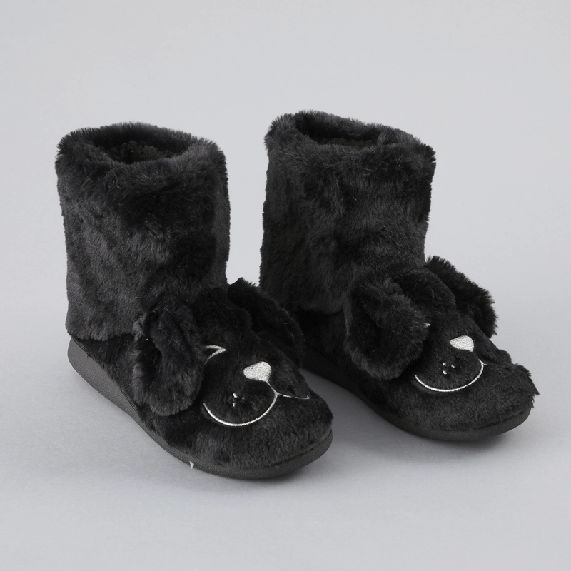 BOTA PANTUFLA MUJER ANIMALES EN COLOR NEGRO - 1