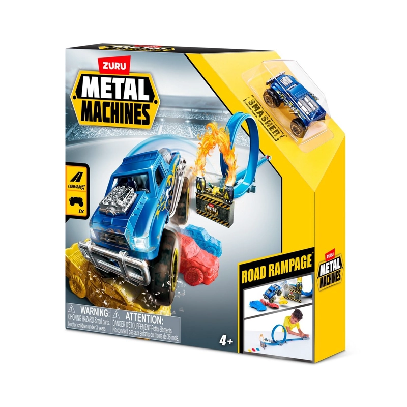 PISTA DE VEHICULOS METAL MACHINES CON ARO DE FUEGO Y 3 AUTOS - 5