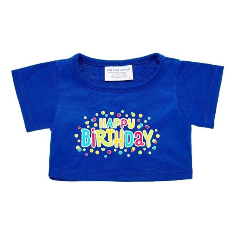 POLERA CUMPLEAÑOS AZUL BUILD A BEAR ESTAMPADO FELIZ - 1