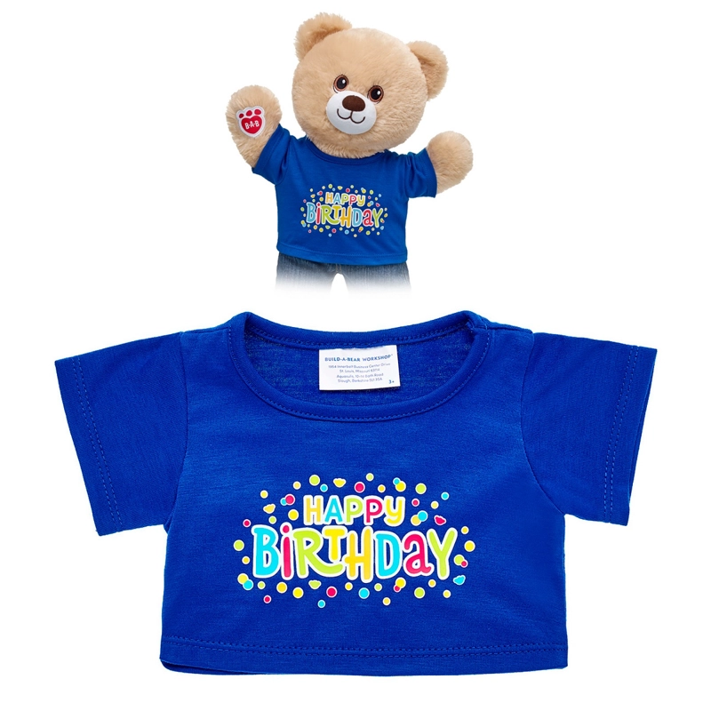 POLERA CUMPLEAÑOS AZUL BUILD A BEAR ESTAMPADO FELIZ - 2