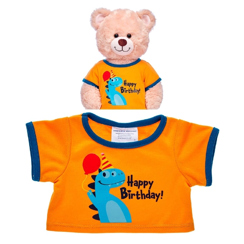 POLERA BUILD A BEAR CUMPLEAÑOS DINO NARANJA FRANJAS AZULES - 2