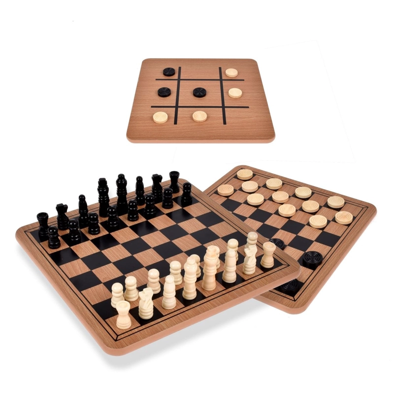 JUEGO DE MESA CLASICO 3 EN 1 MADERA - 1