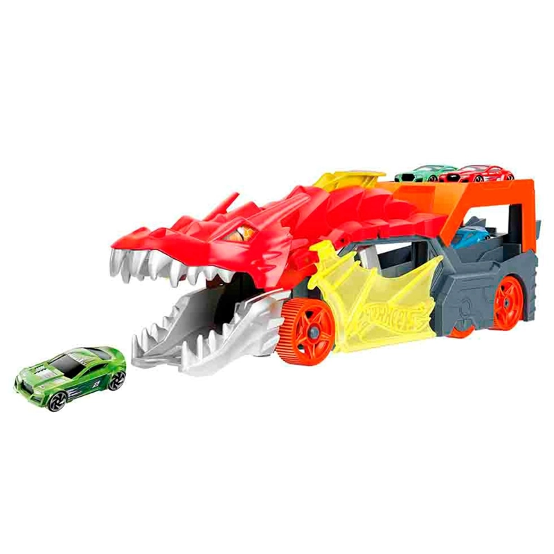 PISTA HOT WHEELS REMOLQUE DRAGON CON LANZADOR Y VEHICULO - 3
