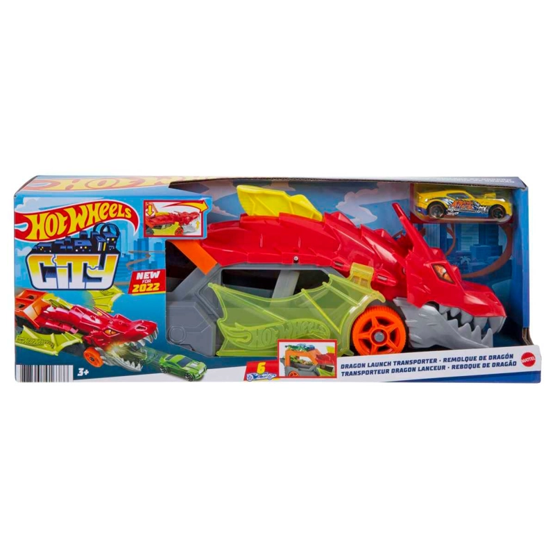 PISTA HOT WHEELS REMOLQUE DRAGON CON LANZADOR Y VEHICULO - 7