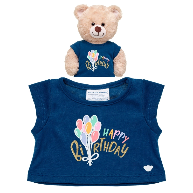 POLERA BUILD A BEAR CUMPLEAÑOS AZUL CON GLOBOS - 2