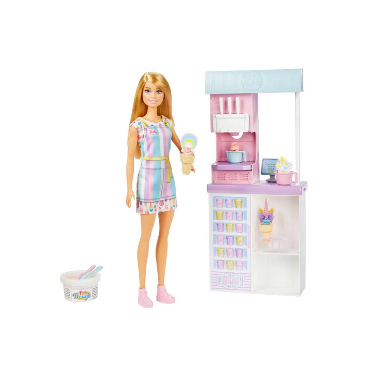 MUÑECA BARBIE SET HELADERIA CON ACCESORIOS Y VESTIDO - 6