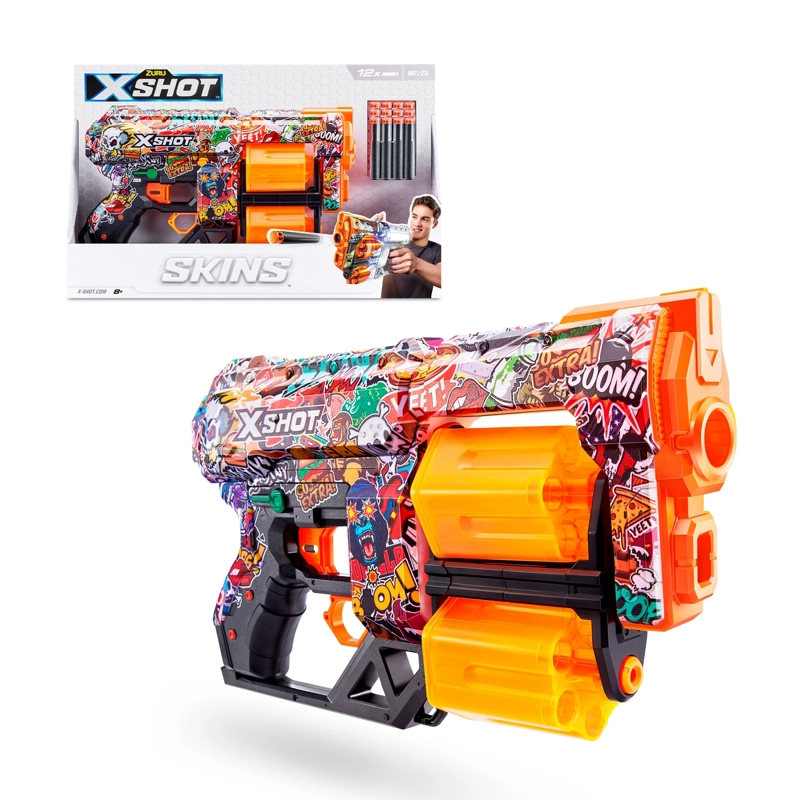 LANZADOR DE DARDOS X SHOT DREAD SKINS CON 12 DARDOS - SKETCH - 1