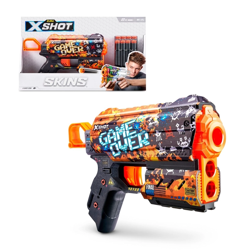 LANZA DARDOS X-SHOT FLUX SKINS CON 8 DARDOS GAME OVER - 2