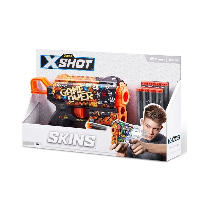 LANZA DARDOS X-SHOT FLUX SKINS CON 8 DARDOS GAME OVER - 9