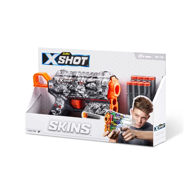 LANZA DARDOS X-SHOT FLUX SKINS CON 8 DARDOS ILLUSTRATE - 8