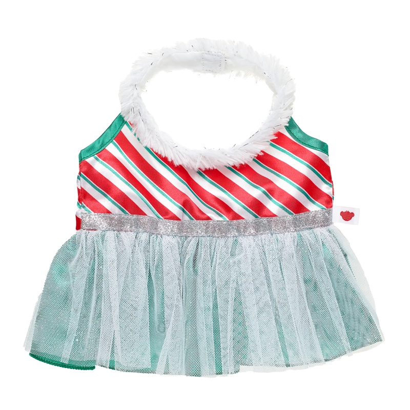 VESTIDO NAVIDEÑO BUILD A BEAR CON PIEL MERRY MISSION - 1