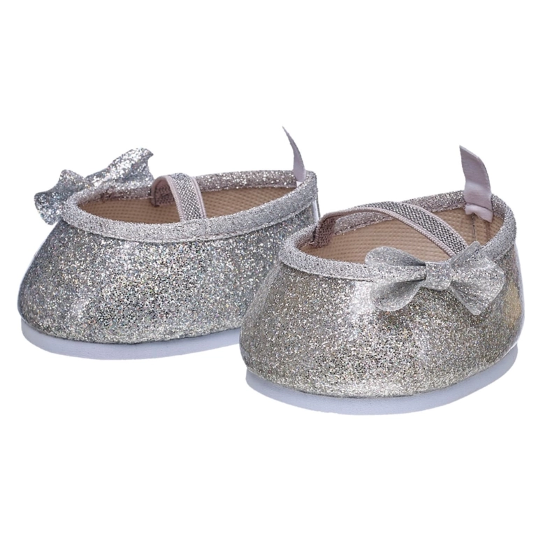 ZAPATOS BUILD A BEAR PLATEADOS CON MOÑO BRILLANTE - 2