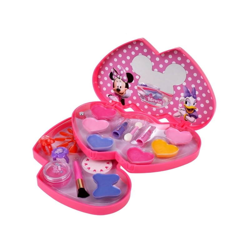 COSMETIQUERO MINNIE 2 PISOS CORAZON CON MAQUILLAJE BRILLANTE - 1