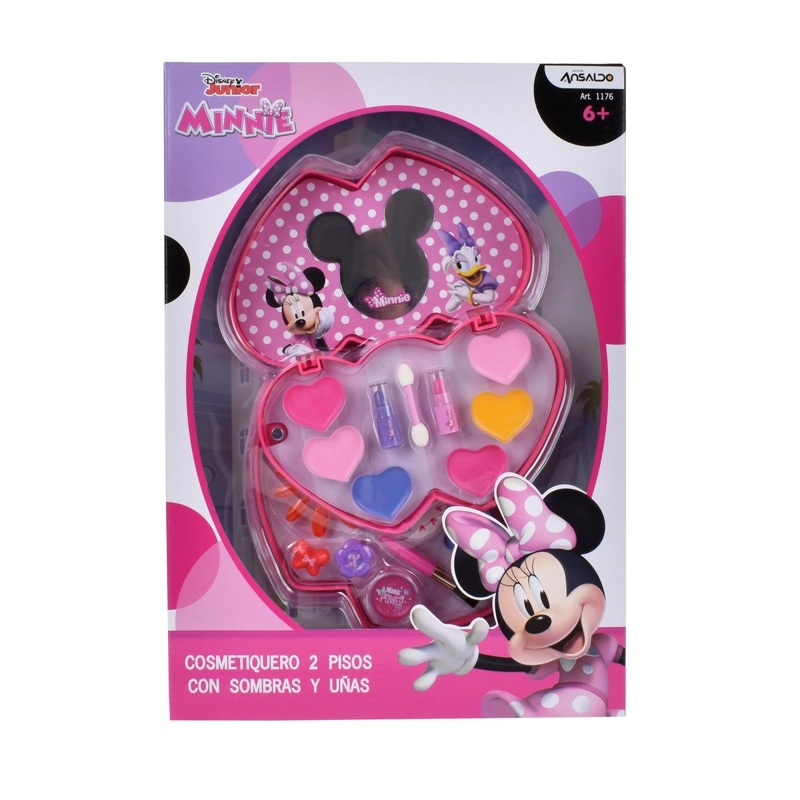 COSMETIQUERO MINNIE 2 PISOS CORAZON CON MAQUILLAJE BRILLANTE - 3