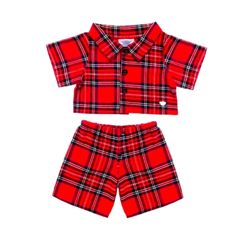 PIJAMA BUILD A BEAR ESCOCE S ROJO PARA PELUCHES - 1