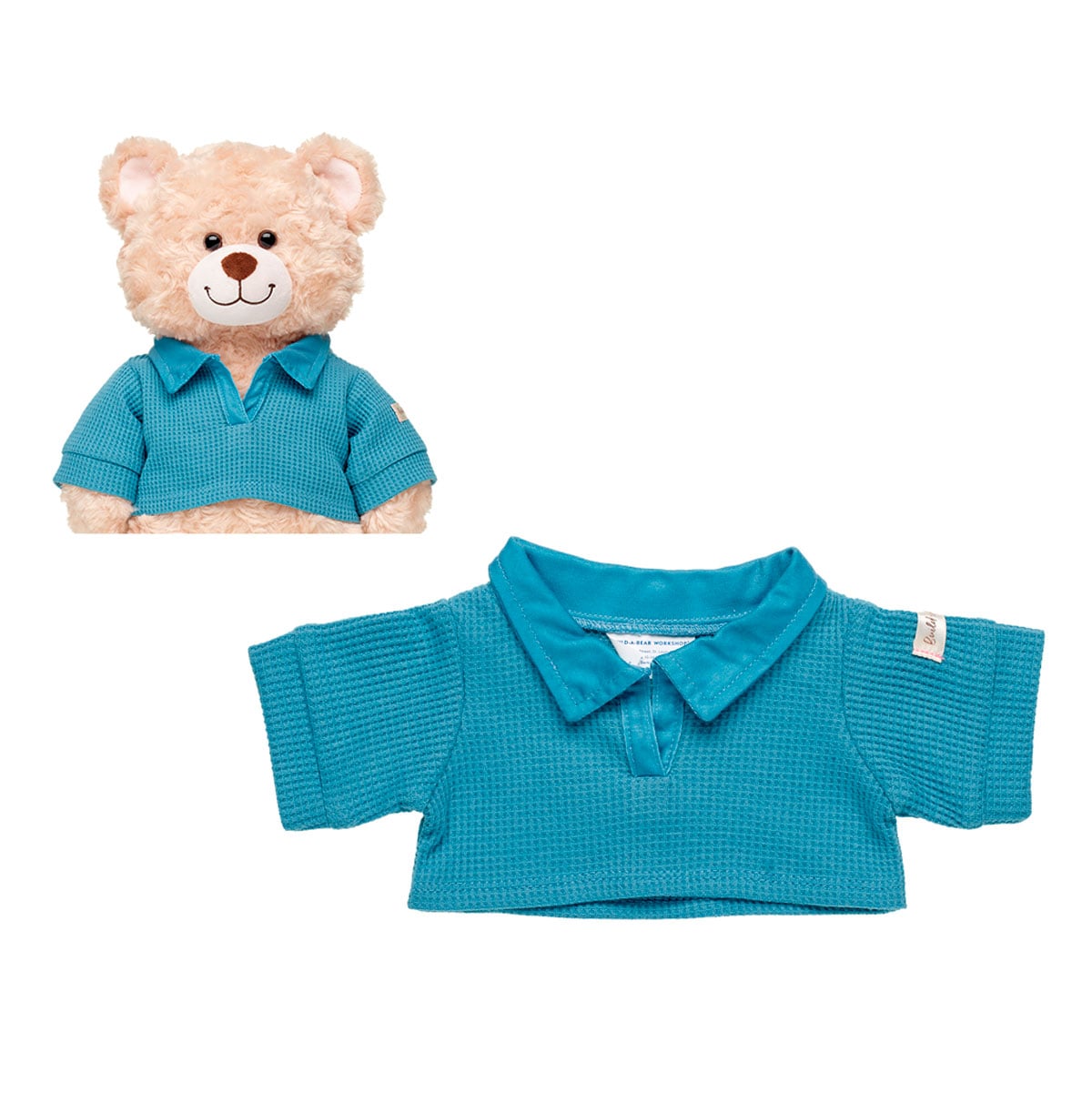 POLERA BUILD A BEAR MANGA LARGA AZUL TIPO WAFFLE - 1