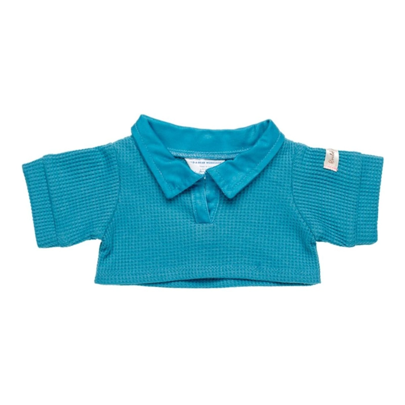 POLERA BUILD A BEAR MANGA LARGA AZUL TIPO WAFFLE - 2