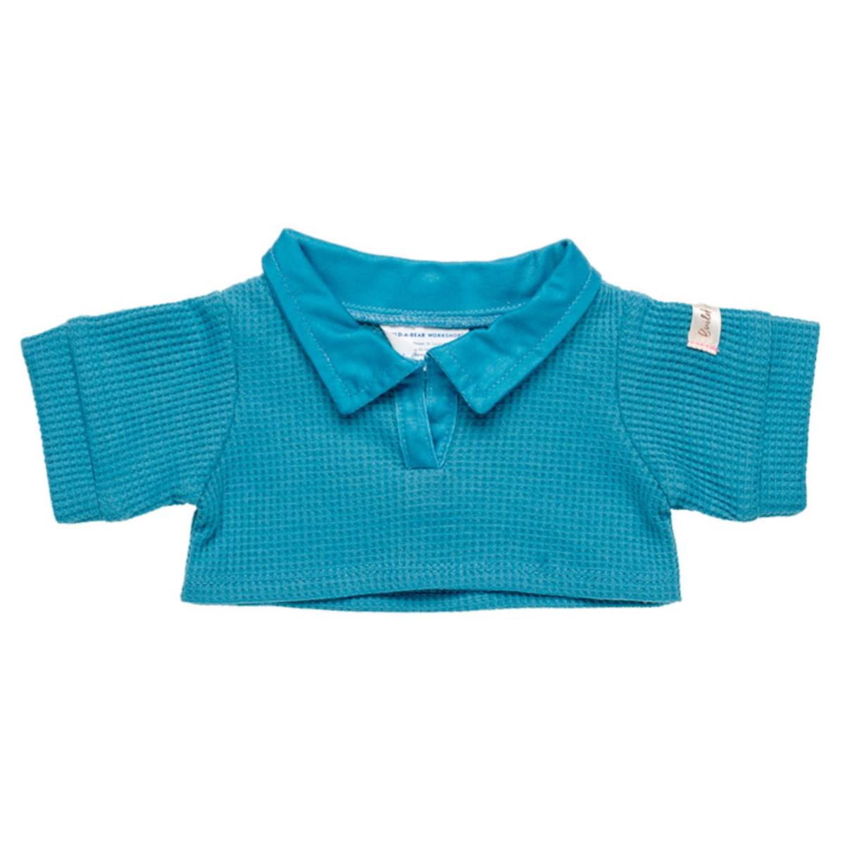 POLERA BUILD A BEAR MANGA LARGA AZUL TIPO WAFFLE - 2