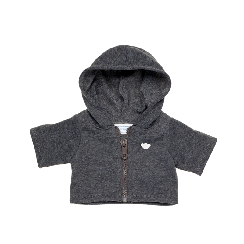 POLERON BUILD A BEAR GRIS OSCURO CON CIERRE Y CAPUCHA - 1