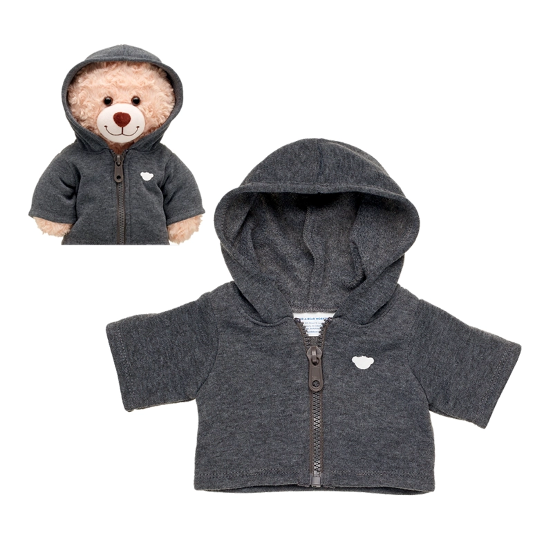 POLERON BUILD A BEAR GRIS OSCURO CON CIERRE Y CAPUCHA - 2