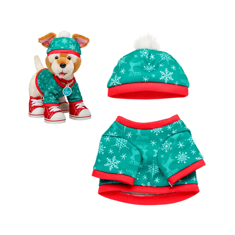 SWEATER BUILD A BEAR NAVIDEÑO VERDE CON GORRO - 1