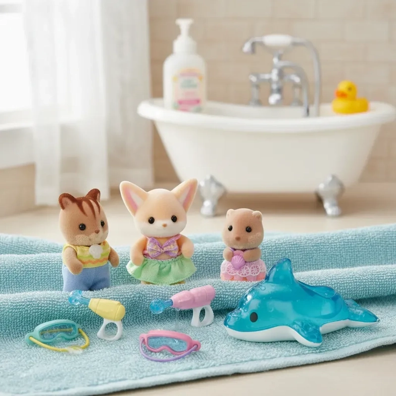 EL TRIO DE BEBES EN LA PISCINA SYLVANIAN FAMILIES - 1