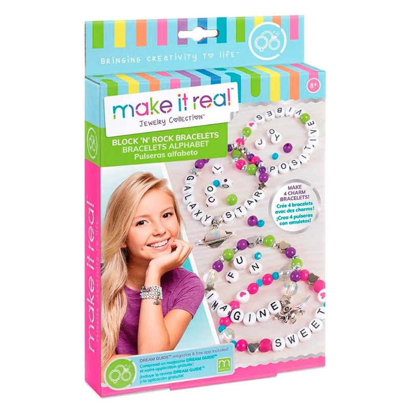 SET DE PULSERAS MAKE IT REAL CON DIJES Y BLOQUES DE COLORES - 1