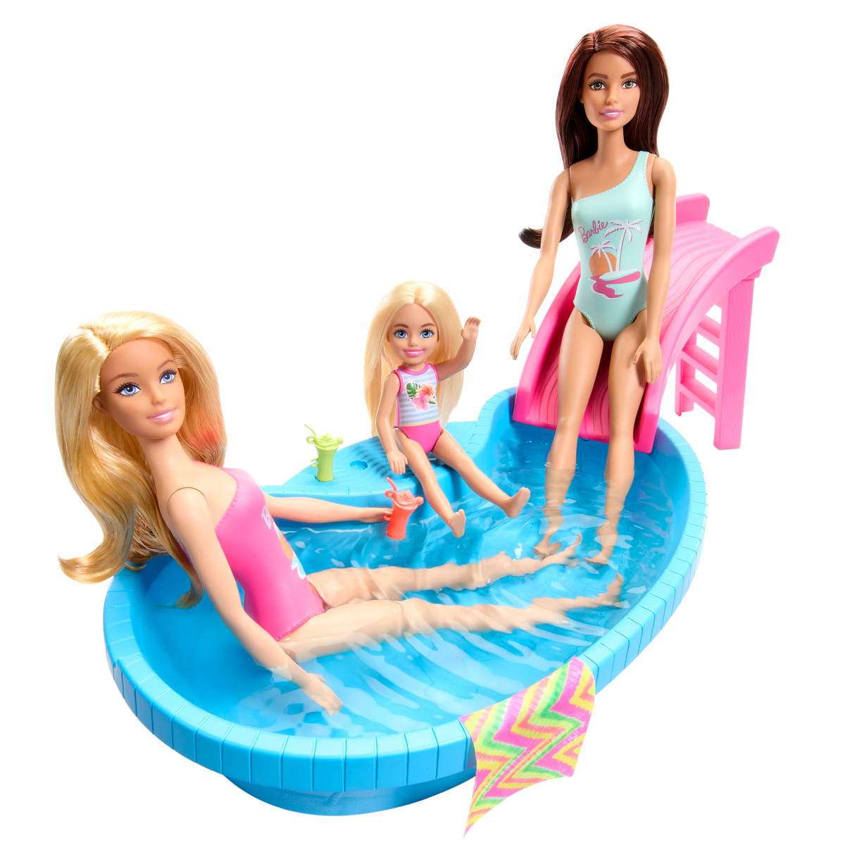 MUÑECA BARBIE SET JUEGO ALBERCA GLAM CON TOBOGAN - 3