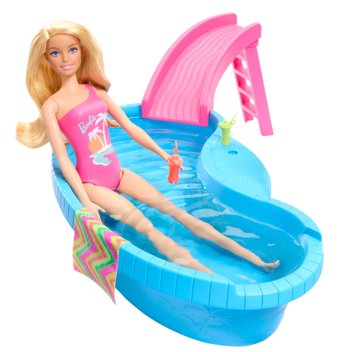 MUÑECA BARBIE SET JUEGO ALBERCA GLAM CON TOBOGAN - 5