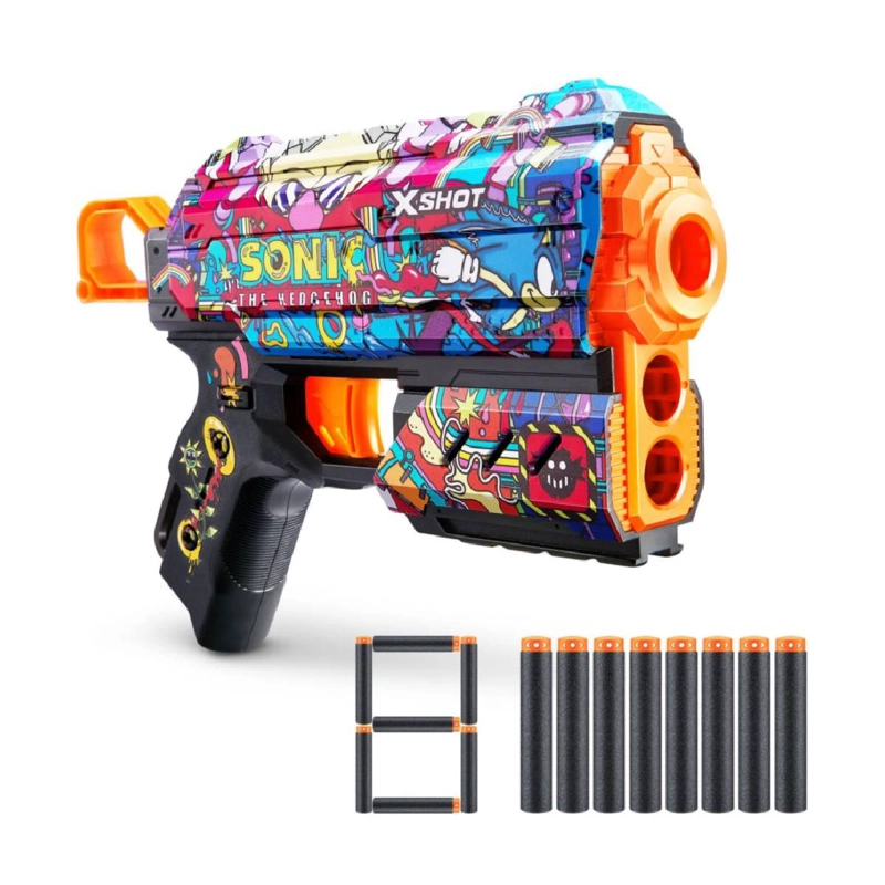 LANZADOR DE DARDOS X SHOT FLUX SKINS SONIC CON 8 DARDOS - 2