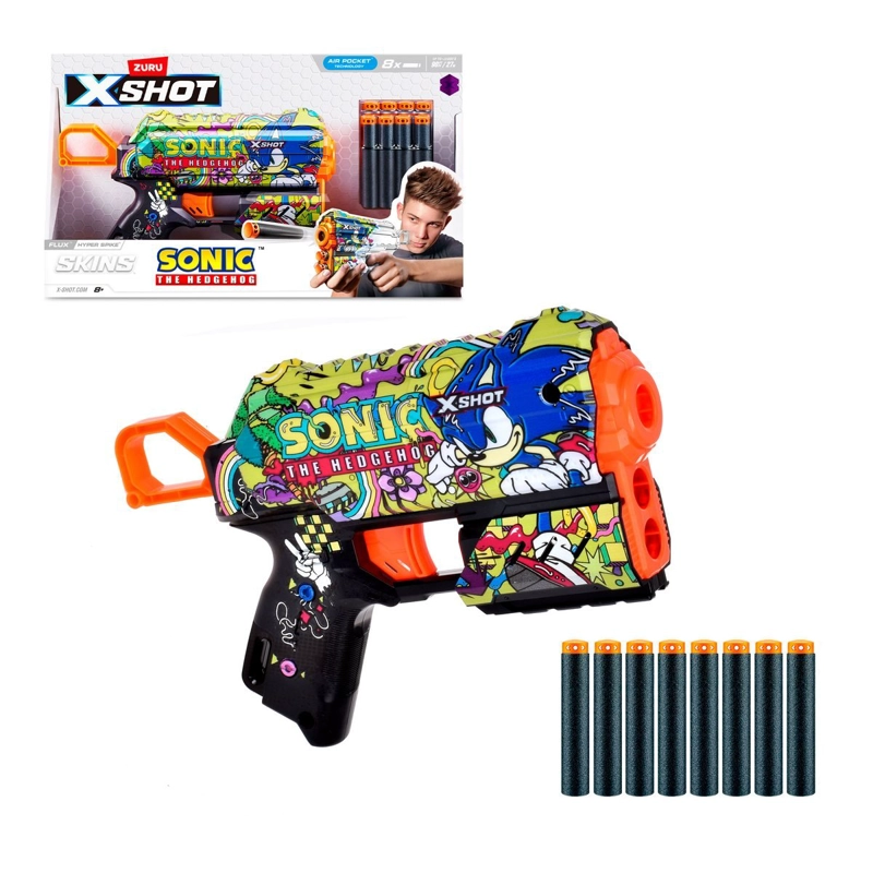 LANZADOR DE DARDOS X SHOT FLUX SKINS SONIC 8 DARDOS - HYPER - 1