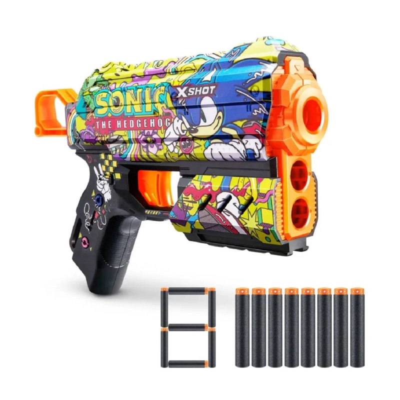 LANZADOR DE DARDOS X SHOT FLUX SKINS SONIC 8 DARDOS - HYPER - 2