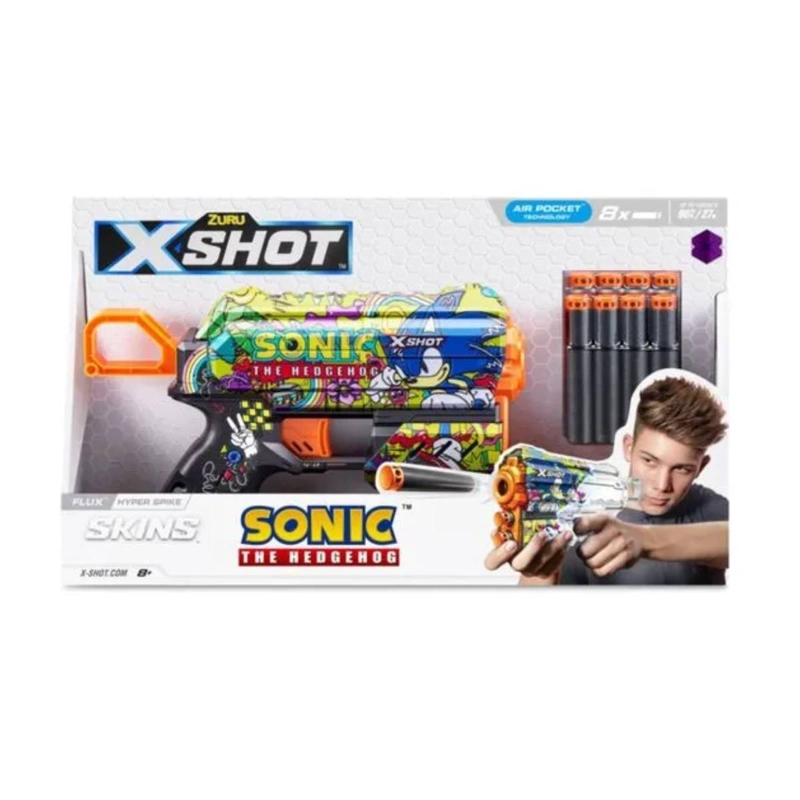 LANZADOR DE DARDOS X SHOT FLUX SKINS SONIC 8 DARDOS - HYPER - 3