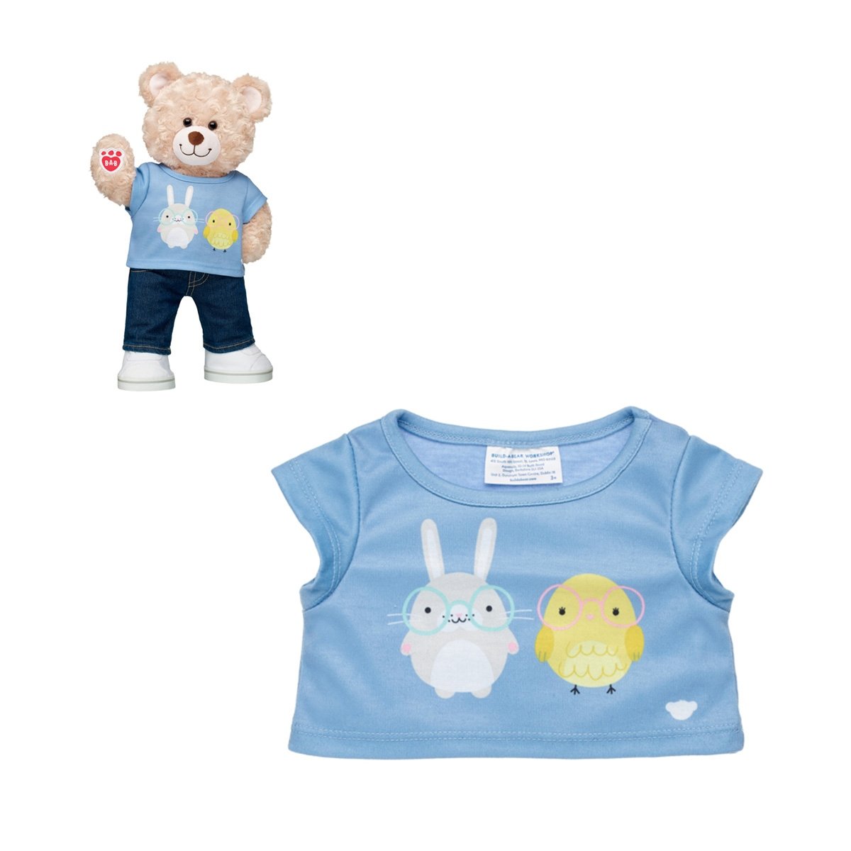 POLERA BUILD A BEAR MORADA CONEJO Y POLLITO CLASICA - 1
