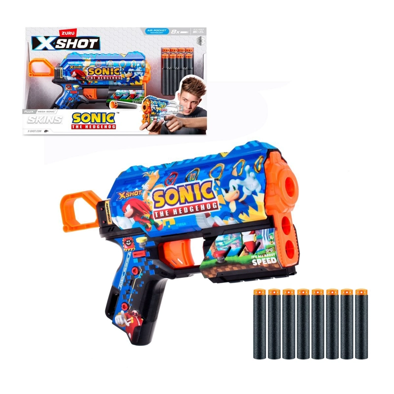 LANZADOR DARDOS X SHOT MEGA SONIC CON 8 DARDOS - 1
